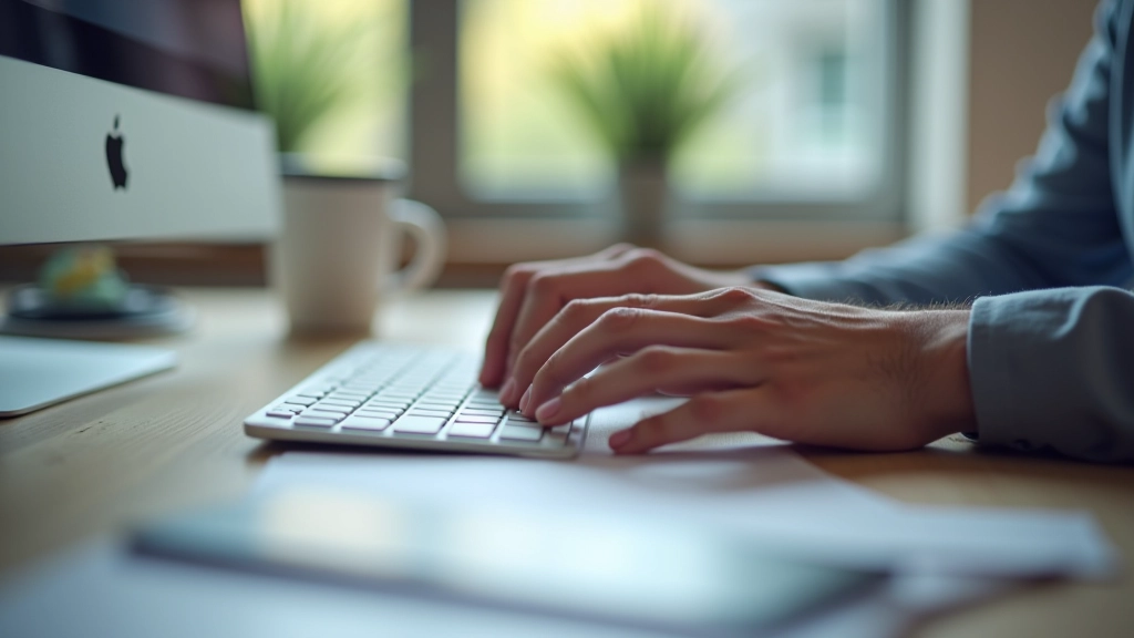 Keyboard with focus on typing a compelling meta description for search results