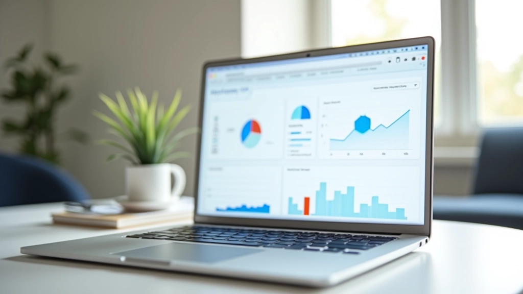 Laptop displaying SEO metrics and search engine results